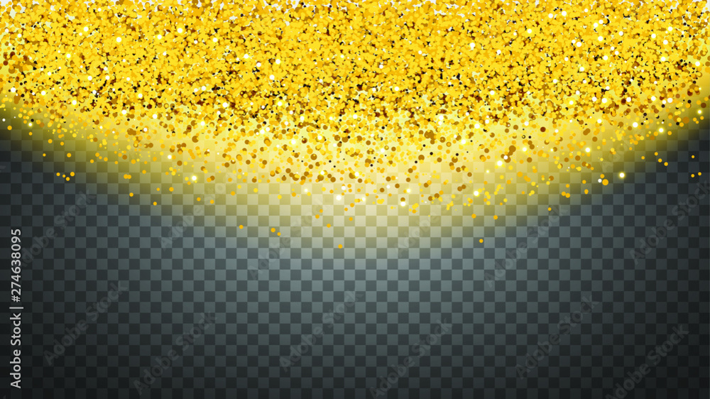 Poster Circle of gold glitter with small particles.  abstract background with golden sparkles on transparent background.