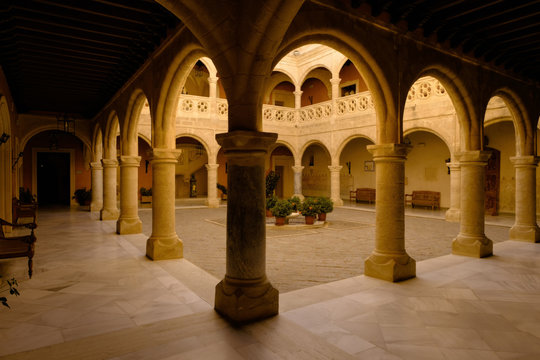 Old gallery in building of Rota city, Andalucia, Spain.
