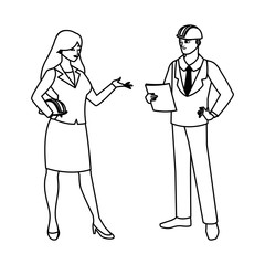 couple of engineers builders workers characters