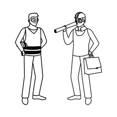 male builder constructor with architect boss