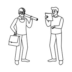 male builder constructor with architect boss