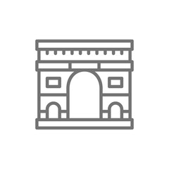 Triumphal Arch, landmark of Paris, France line icon.