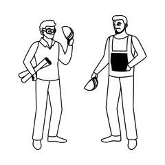 male builder constructor with architect boss