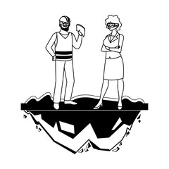 male builder constructor with woman engineer