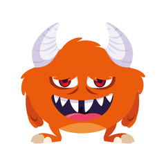 funny monster with horns comic character
