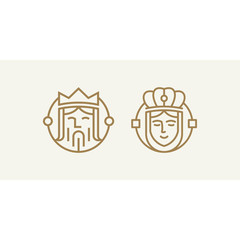 king and queen vector icon logo design