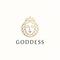 beautiful goddess outline vector logo design