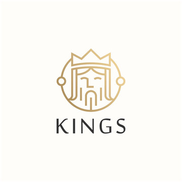 king outline vector icon logo design