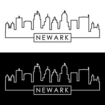 Newark City Skyline. Linear Style. Editable Vector File.