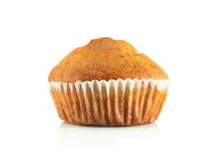Banana cup cake isolated on white background