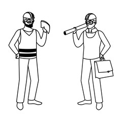 male builder constructor with architect boss