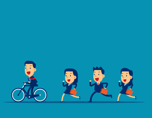 Overcome and achieve success. Concept business successful vector illustration, Team Competition, Flat cartoon character style design.