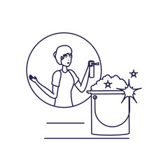 Isolated woman cartoon and cleaning design