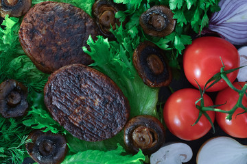 closeup cutlet on dark background close-up