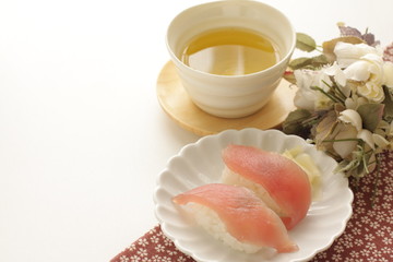 Japanese sushi on dish for gourmet food image