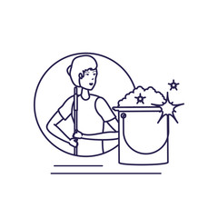 Isolated woman cartoon and cleaning design