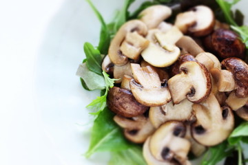 brown and white mushroom sauteed