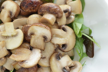 brown and white mushroom sauteed