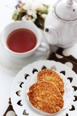 Sliced almond rusk with copy space