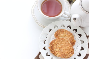 Sliced almond rusk with copy space