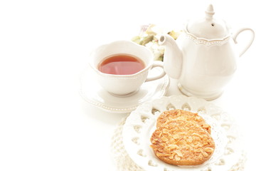 Sliced almond rusk with copy space