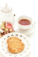 Sliced almond rusk with copy space