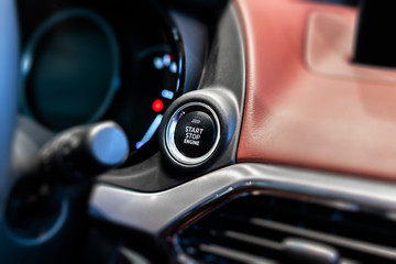 Fototapeta na wymiar modern car start stop button