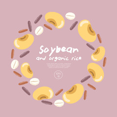 Soybean with cereal grains isolated on pastel background : Vector Illustration