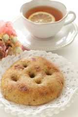 Italian bread, foccacia for breakfast image