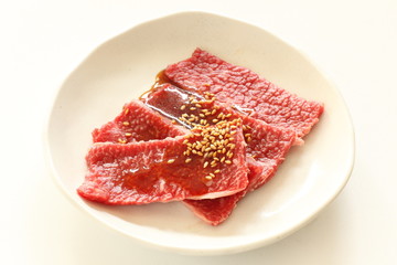 Korean food, marble beef for barbecue cooking image