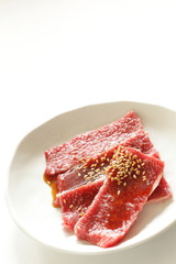 Korean food, marble beef for barbecue cooking image
