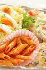 pasta and potato salad for party food image