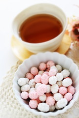 Japanese confectionery, pink and white candy