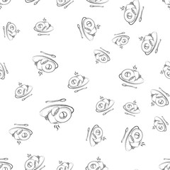 Hand drawn seamless pattern with breakfast