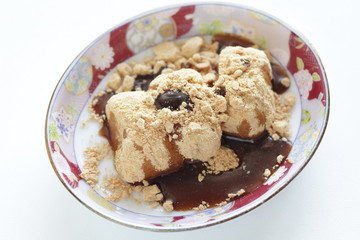 Japanese tradition food, soy powder and mochi