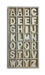 Letters wood frame concept on white background