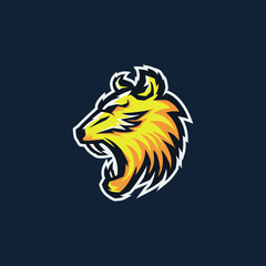 E Sport logo template, tiger or Lion or Cat mascot logo