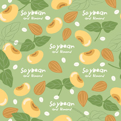 Soybean with cereal grains seamless pattern : Vector Illustration