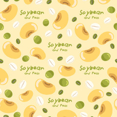 Soybean with cereal grains seamless pattern : Vector Illustration