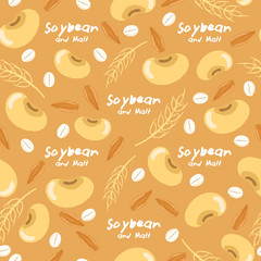 Soybean with cereal grains seamless pattern : Vector Illustration