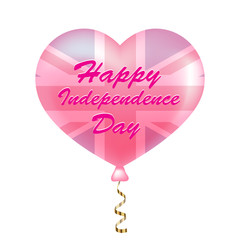 United Kingdom happy independence day greeting card. Flag of United Kingdom in heart shape.