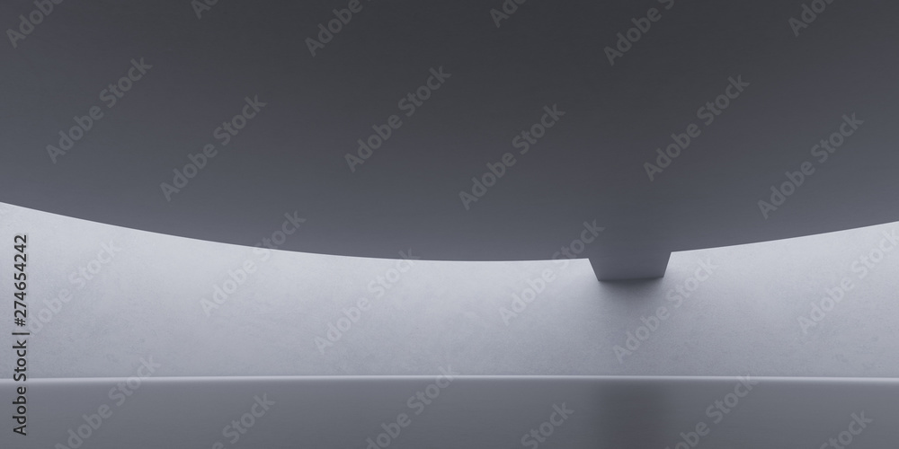 Aufkleber abstract of concrete space with sun light cast the round roof shadow on the wall and floor,idea of a