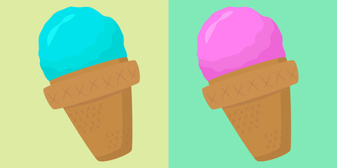 a set ice cream fruit in a waffle cone