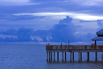 Fishing pier after sunset