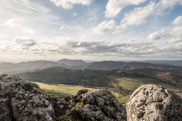 view from Zibrid hill in Sulovske vrchy mountains in Slovakia