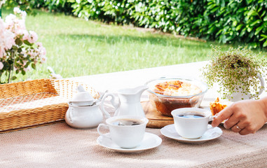 Breakfast in private garden.