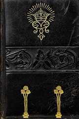 background antique book cover leather embossed with gold