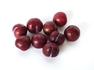 Plum (Prunus domestica L.) Healthy fruit concept White background