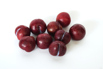 Plum (Prunus domestica L.) Healthy fruit concept White background