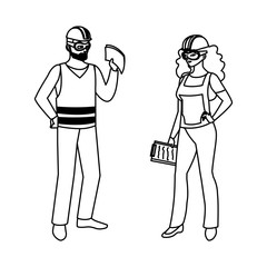 couple of builders constructors workers characters